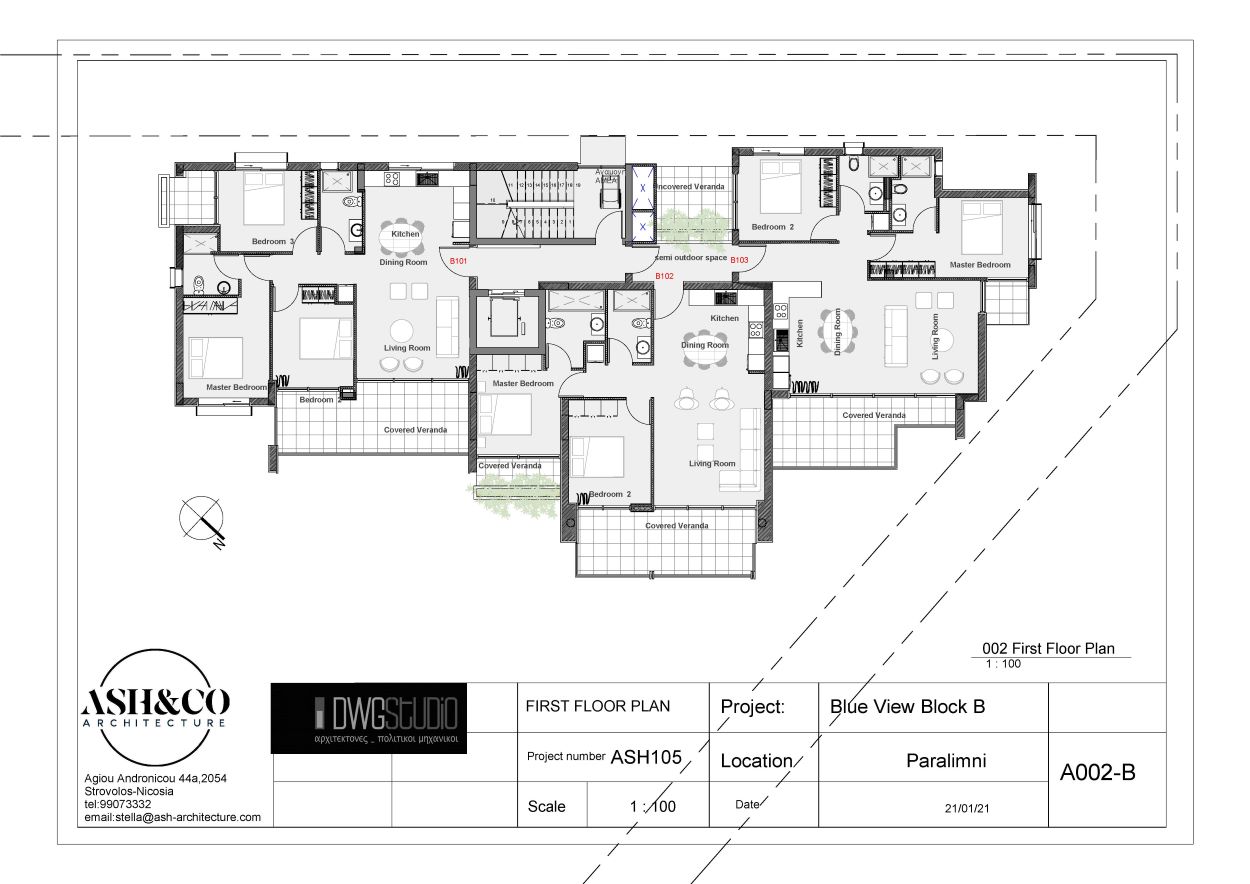 blue view sheet a002 b first floor plan